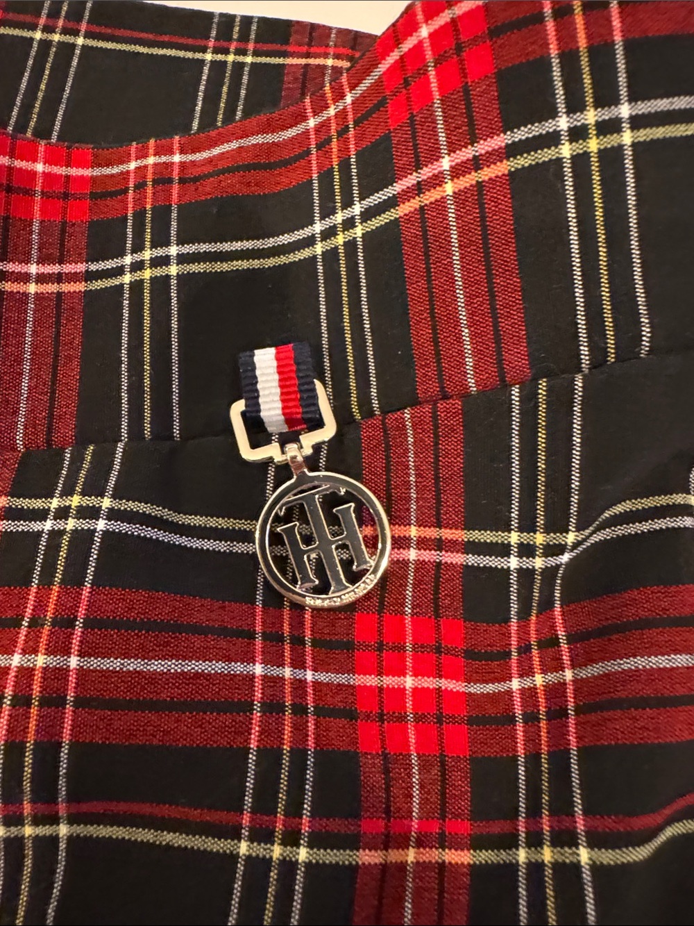 Tommy Hilfiger Red and Black Plaid Stretch Pants - Picture 2 of 6
